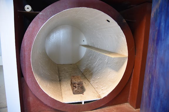 A picture of the inside of the whole body counter, featuring a circular fixture.