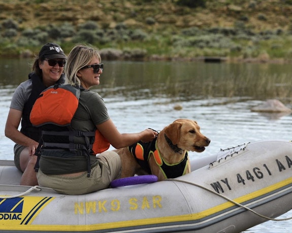 Angelica and Sawyer working an open water scenario in Cody, WY.